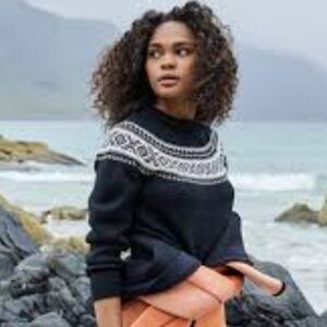 White House Black Market Black & White Fair Isle Sweater: Cashmere, Lambs Wool..